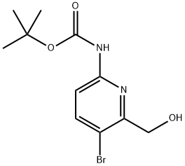 (5-溴-6-(羟甲基)吡啶-2-基)氨基甲酸叔丁酯 结构式
