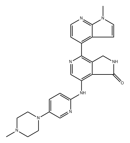 4-(1-methyl-1H-pyrrolo[2,3-b]pyridin-4-yl)-7-((5-(4-methylpiperazin-1-yl)pyridin-2-yl)amino)-2,3-dihydro-1H-pyrrolo[3,4-c]pyridin-1-one 结构式