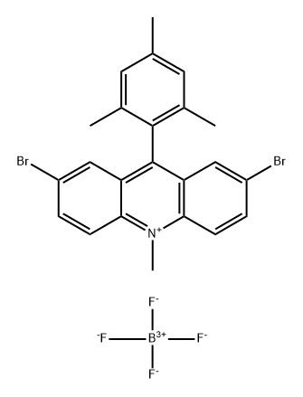 2,7-二溴-9-均三甲基苯-10-甲基吖啶-10-鎓四氟硼酸盐 结构式