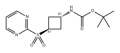 ((1R,3R)-3-(嘧啶-2-基磺酰基)环丁基)氨基甲酸叔丁酯 结构式