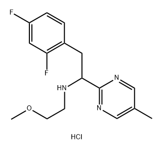 2-(2,4-difluorophenyl)-1-(5-methylpyrimidin-2-yl)ethyl](2-methoxyethyl)amine hydrochloride 结构式