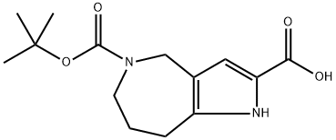 5-[(tert-butoxy)carbonyl]-1H,4H,5H,6H,7H,8H-pyrr
olo[3,2-c]azepine-2-carboxylic acid 结构式