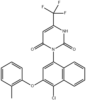 2,4(1H,3H)-Pyrimidinedione, 3-[4-chloro-3-(2-methylphenoxy)-1-naphthalenyl]-6-(trifluoromethyl)- 结构式