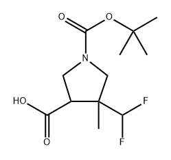 1-tert-butoxycarbonyl-4-(difluoromethyl)-4-methyl-pyrrolidine-3-carboxylic acid 结构式