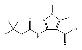 3-(tert-butoxycarbonylamino)-1,5-dimethyl-pyrazole-4-carboxylic acid 结构式