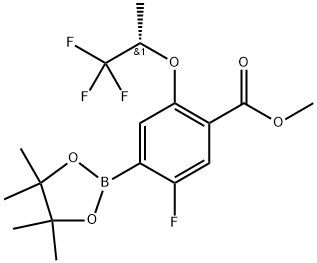 甲基(S)-5-氟-4-(4,4,5,5-四甲基-1,3,2-二氧杂硼酸-2-基)-2-((1,1,1-三氟丙烷-2-基基)氧基))苯甲酸酯 结构式