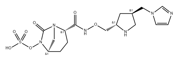 (2S,5R)-N-{[(2S,4R)-4-(1H-IMIDAZOL-1-YLMETHYL)-PYRROLIDIN-2-YL]METHYLOXY}-7-OXO-6-(SULFOOXY)-1,6-DI 结构式