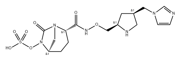 (2S,5R)-N-{[(2R,4R)-4-(1H-IMIDAZOL-1-YLMETHYL)-PYRROLIDIN-2-YL]METHYLOXY}-7-OXO-6-(SULFOOXY)-1,6-DI 结构式
