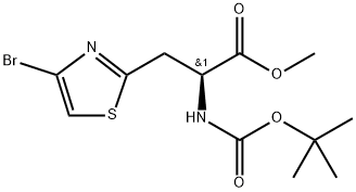 (S)-2-(BOC-氨基)-3-(4-溴-2-噻唑基)丙酸甲酯 结构式