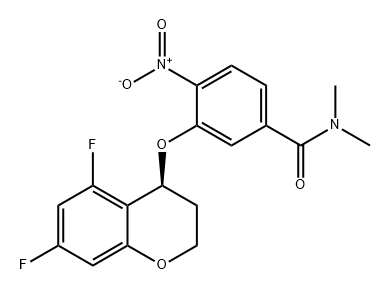 3-[[(4S)-5,7-difluoro-3,4-dihydro-2H-1-benzopyran-4-yl]oxy]-N,N-dimethyl-4-nitro-Benzamide 结构式