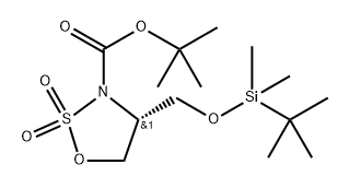 (R)-叔丁基 4-(((叔丁基二甲基甲硅烷基)氧基)甲基)-1,2,3-噁噻唑烷-3-羧酸盐 2,2-二氧化物 结构式