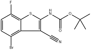 叔丁基(4-溴-3-氰基-7-氟苯并[B]噻吩-2-基)氨基甲酸酯 结构式