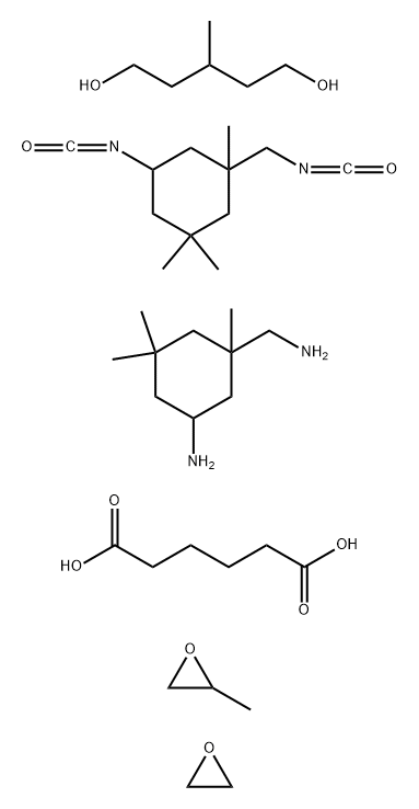 Hexanedioic acid polymer with 5-amino-1,3,3-trimethylcyclohexane methanamine, 5-isocyanato-1-(isocyanatomethyl)-1,3,3-trimethylcyclohexane, methyloxirane, 3-methyl-1,5-pentanediol and oxirane 结构式