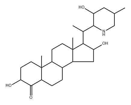 Pregnan-4-one, 3,16-dihydroxy-20-[(2R,3S,5R)-3-hydroxy-5-methyl-2-piperidinyl]-, (3β,5α,16α,20R)- 结构式