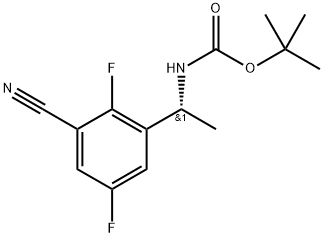 叔丁基(R)-(1-(3-氰基-2,5-二氟苯基)乙基)氨基甲酸酯 结构式