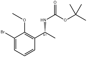 叔丁基 (R)-(1-(3-溴-2-甲氧基苯基)乙基)氨基甲酸酯 结构式