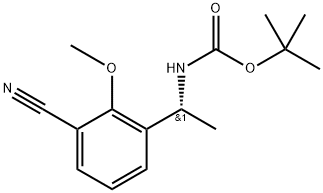 叔丁基(R)-(1-(3-氰基-2-甲氧基苯基)乙基)氨基甲酸酯 结构式