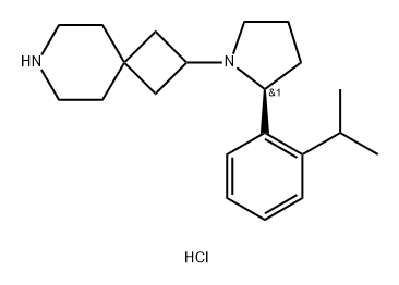 2-[(2S)-2-(2-isopropylphenyl)pyrrolidin-1-yl]-7-azaspiro[3.5]nonane hydrochloride 结构式