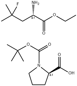 S-2-氨基-4-氟-4-甲基丁酸乙酯-R-1-BOC-吡咯烷-2-羧酸盐 结构式