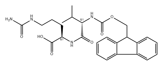 N-((9H-fluoren-9-yl)methoxycarbonyl)-L-valinyl-D-citrulline 结构式