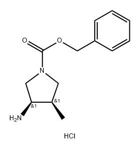 (3R,4R)-3-氨基-4-甲基吡咯烷-1-羧酸苄酯盐酸盐 结构式