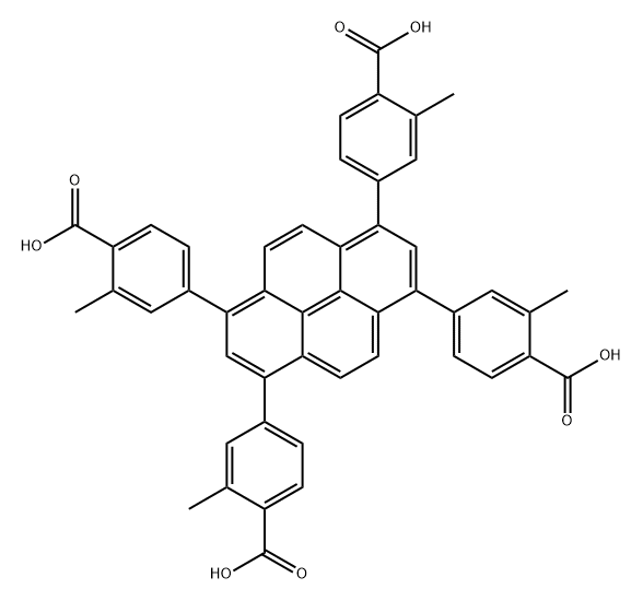 1,3,6,8-四(2-甲基苯甲酸-4-基)芘 结构式