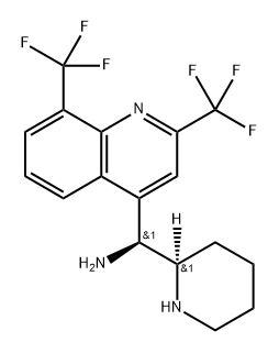 (S)-(2,8-双(三氟甲基)喹啉-4-基)((R)-哌啶-2-基)甲胺 结构式