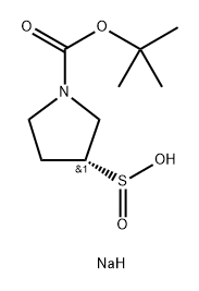 (R)-1-(叔丁氧基羰基)吡咯烷-3-亚磺酸钠 结构式