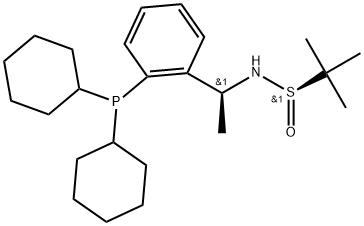 S(R)]-N-[(1S)-1-[2-(二环己基膦)苯基]乙基]-2-叔丁基亚磺酰胺 结构式