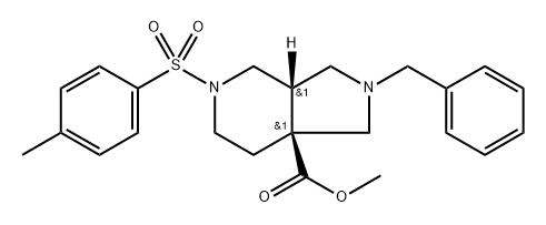 REL-(3AS,7AS)-2-苄基-5-对甲苯磺酰基八氢-7AH-吡咯并[3,4-C]吡啶-7A-甲酸甲酯 结构式