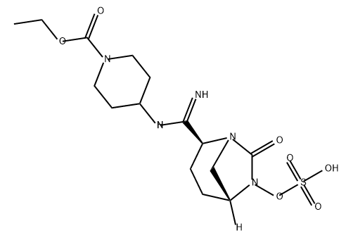 ETHYL 4-((2S,5R)-7-OXO-6-(SULFOOXY)-1,6-DIAZABICYCLO[3.2.1]OCTANE-2-CARBOXIMIDAMIDO)PIPERIDINE-1-CAR 结构式