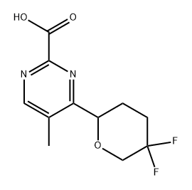 4-(5,5-difluorotetrahydro-2H-pyran-2-yl)-5-methylpyrimidine-2-carboxylic acid 结构式