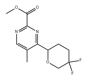 methyl 4-(5,5-difluorotetrahydro-2H-pyran-2-yl)-5-methylpyrimidine-2-carboxylate 结构式
