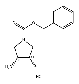 (3S,4S)-3-氨基-4-甲基吡咯烷-1-羧酸苄酯盐酸盐 结构式