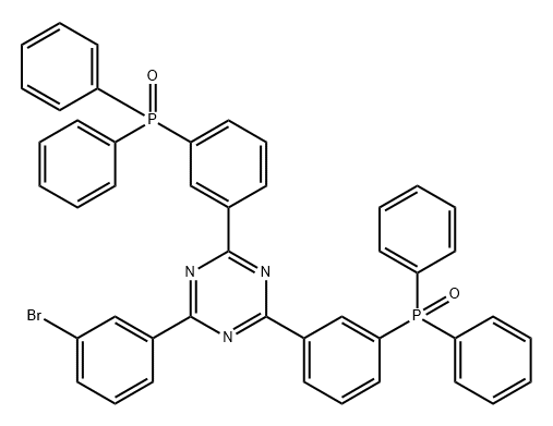 ((6-(3-溴苯基)-1,3,5-三嗪-2,4-二基)双(3,1-亚苯基))双(二苯基氧化膦) 结构式