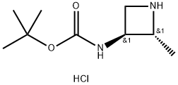 N-[反式-2-甲基氮杂环丁烷-3-基]氨基甲酸叔丁酯盐酸盐 结构式