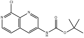 (8-氯-1,7-萘啶-3-基)氨基甲酸叔丁酯 结构式