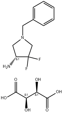 (R)-N-benzyl-3,3-difluoro-4-carboxypyrrolidine L-tartrate 结构式