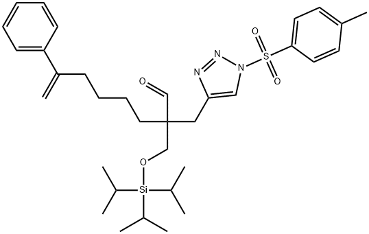 1-[(4-Methylphenyl)sulfonyl]-α-(5-phenyl-5-hexen-1-yl)-α-[[[tris(1-methylethyl)silyl]oxy]methyl]-1H-1,2,3-triazole-4-propanal 结构式