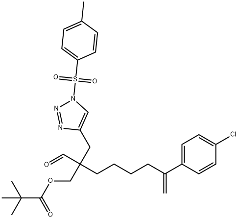 7-(4-Chlorophenyl)-2-formyl-2-[[1-[(4-methylphenyl)sulfonyl]-1H-1,2,3-triazol-4-yl]methyl]-7-octen-1-yl 2,2-dimethylpropanoate 结构式