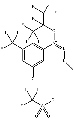 1H-Benzotriazolium, 7-chloro-1-methyl-3-[1,2,2,2-tetrafluoro-1-(trifluoromethyl)ethoxy]-5-(trifluoromethyl)-, 1,1,1-trifluoromethanesulfonate (1:1) 结构式