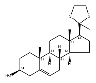 Pregn-5-en-20-one,3-hydroxy-, cyclic 1,2-ethanediyl dithioacetal, (3b)- (9CI) 结构式
