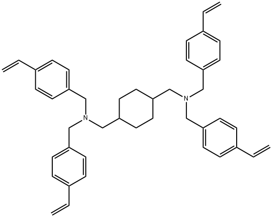 N1,N1,N4,N4-四[(4-乙烯基苯基)甲基]- 1,4-环己二甲胺 结构式