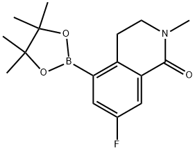 7-fluoro-2-methyl-5-(4,4,5,5-tetramethyl-1,3,2-dioxaborolan-2-yl)-3,4-dihydroisoquinolin-1(2H)-one 结构式