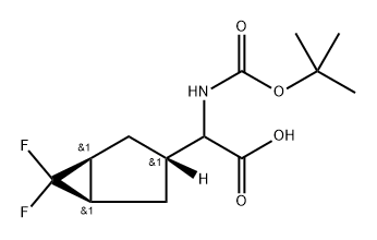 (R)-2-((叔丁氧基羰基)氨基)-2-((1R,3S,5S)-6,6-二氟双环[3.1.0]己-3-基)乙酸 结构式