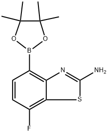 7-氟-4-(4,4,5,5-四甲基-1,3,2-二氧苯甲醛-2-基)苯并噻唑-2-胺 结构式