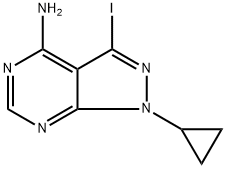 1-环丙基-3-碘-1H-吡唑并[3,4-D]嘧啶-4-胺 结构式