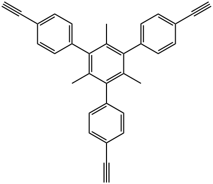 4,4''-DIETHYNYL-5'-(4-ETHYNYLPHENYL)-2',4',6'-TRIMETHYL-1,1':3',1''-TERPHENYL 结构式