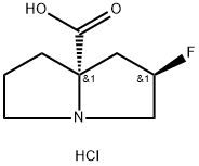 1H-Pyrrolizine-7a(5H)-carboxylic acid, 2-fluorotetrahydro-, hydrochloride (1:1), (2R,7aS)-rel- 结构式