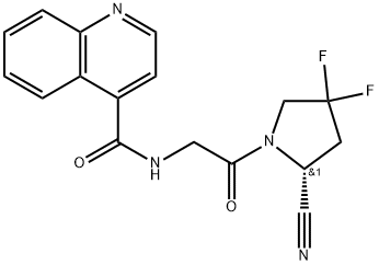 N-[2-[(2R)-2-cyano-4,4-difluoro-pyrrolidin-1-yl]-2-oxo-ethyl]quinoline-4-carboxamide 结构式